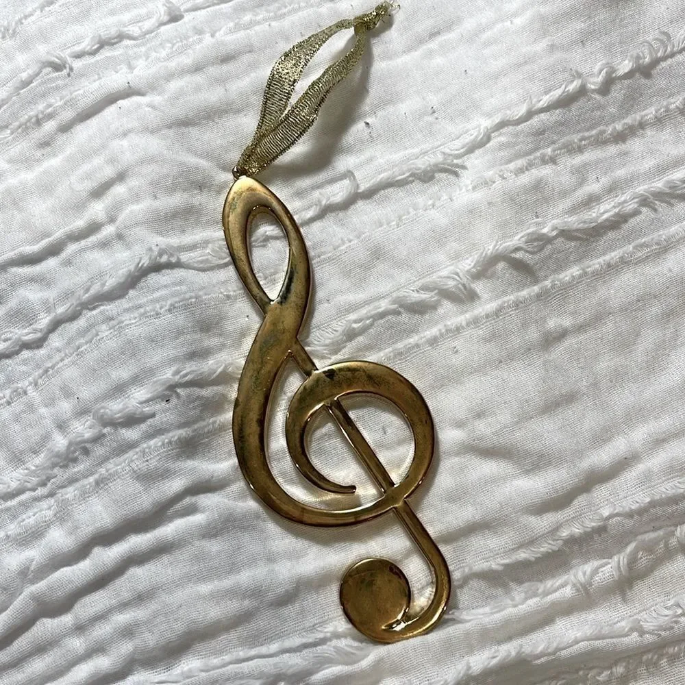 Vintage Music note gold metal Ornament